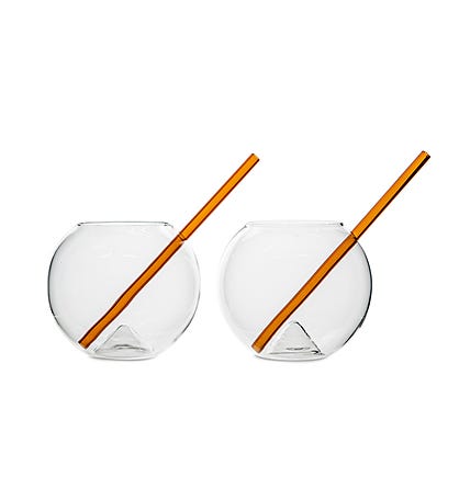 Glass With Straw Magaluf 2-pack, Amber
